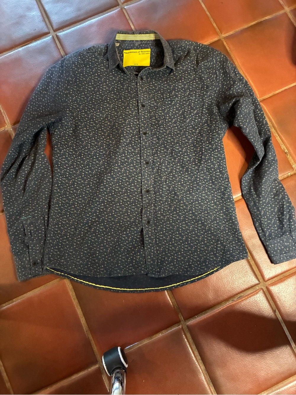 Descendant Of Thieves Floral Blue Long Sleeve Shirt Medium